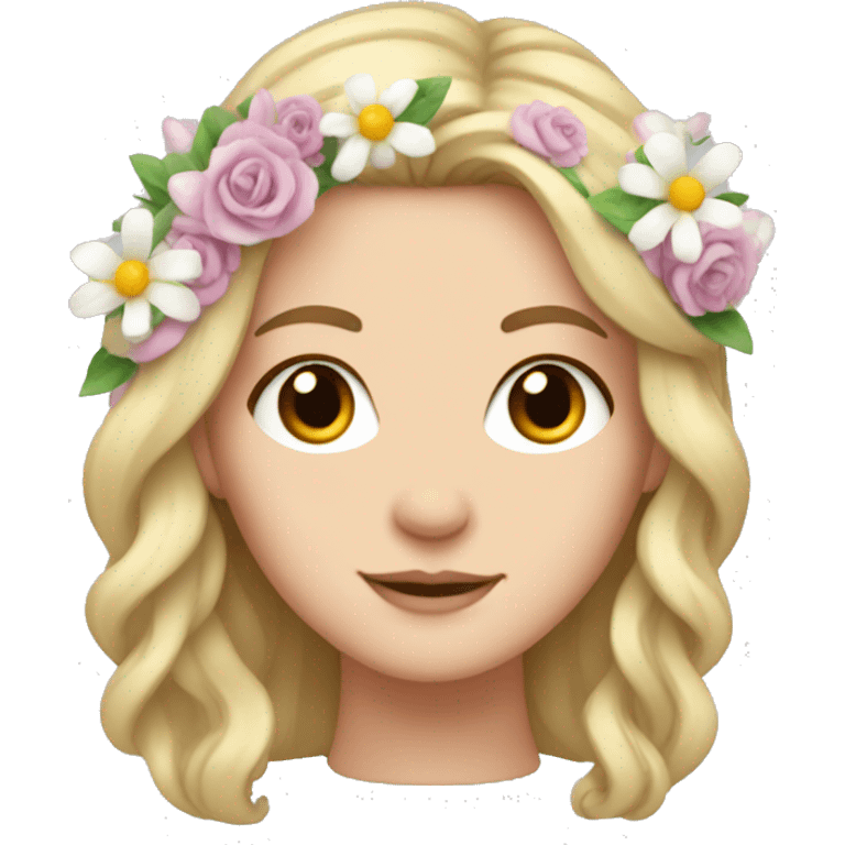 White girl with flowers in hair emoji