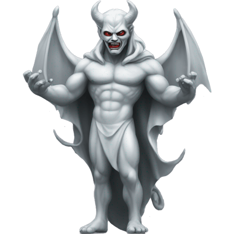 Platinium devil standing statue emoji