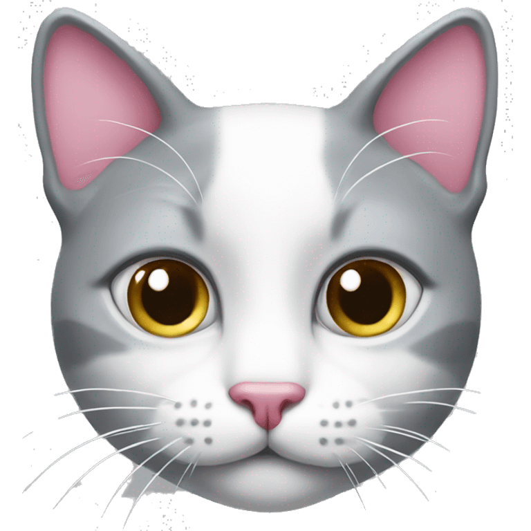 Gray-white cat with a pink nose emoji