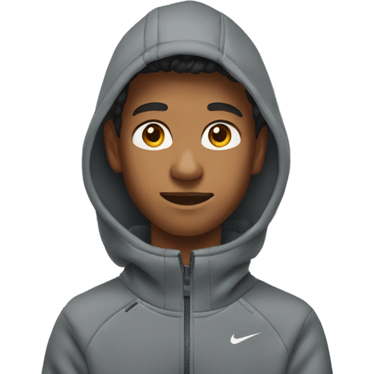 A young guy in a gray nike tech fleece emoji