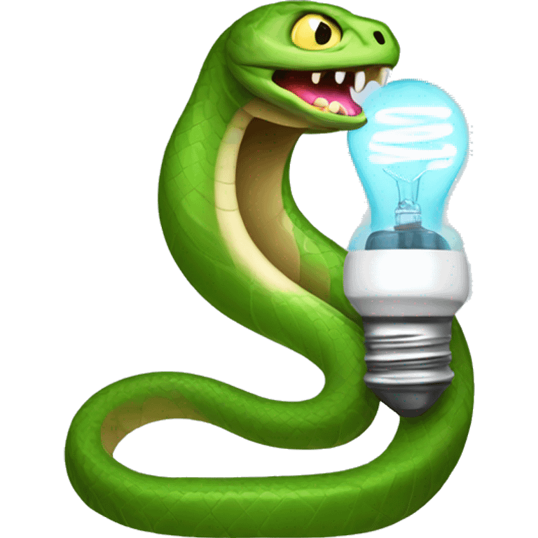 Snake with a lightbulb in its mouth and a battery for a tail emoji