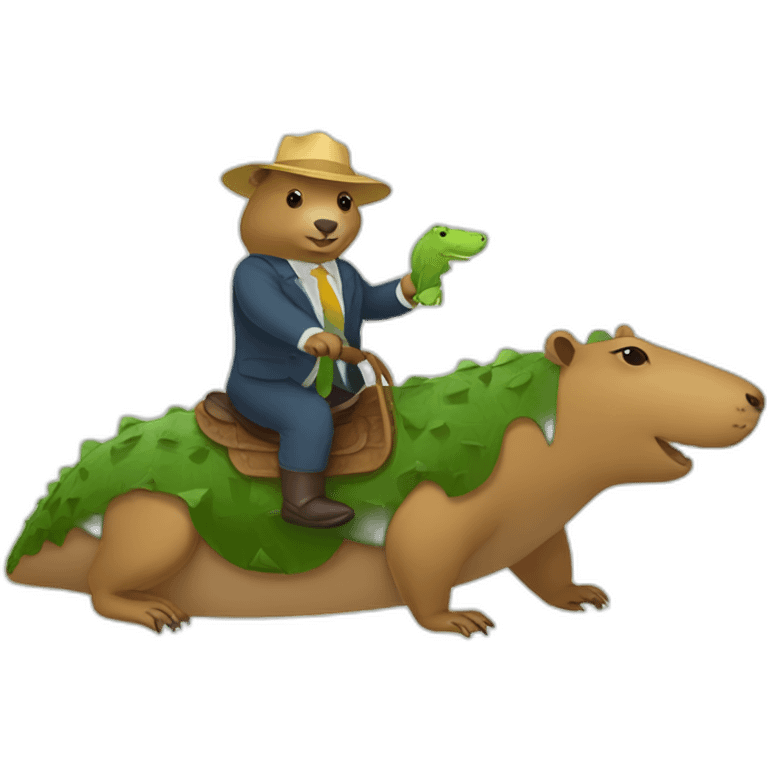 Capybara riding a crocodile emoji