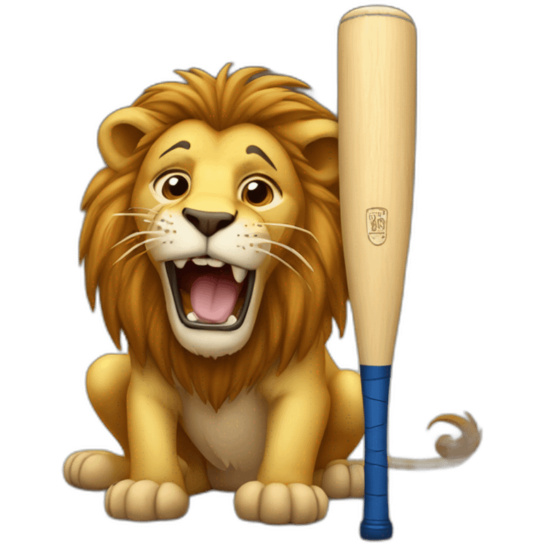 A lion crying with beside a cricket bat emoji