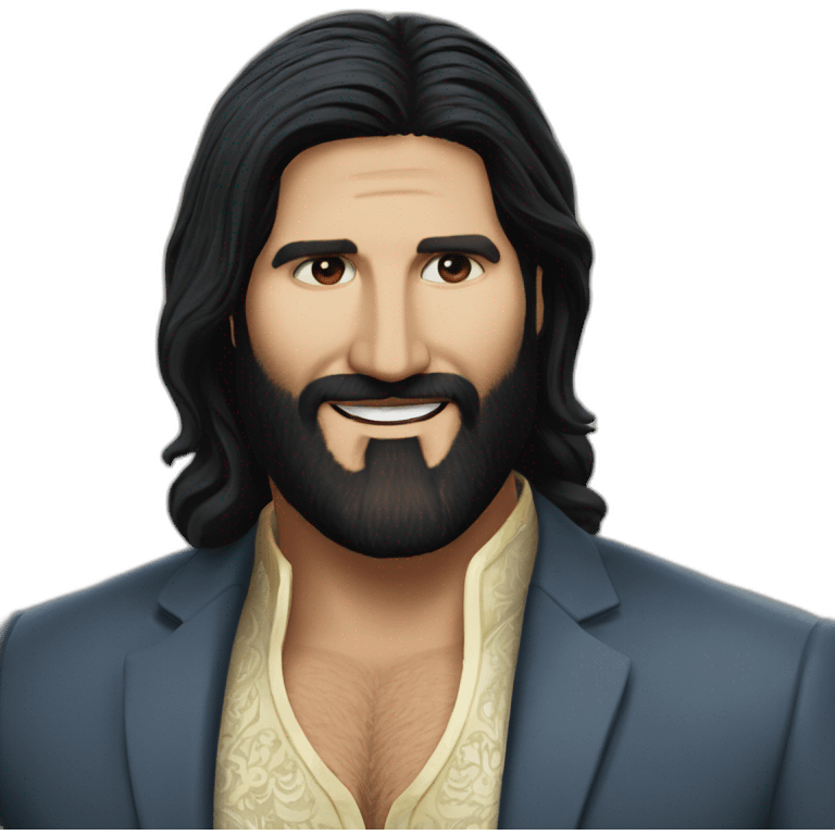 Kayvan Novak traditional clothes long hair very long beard emoji