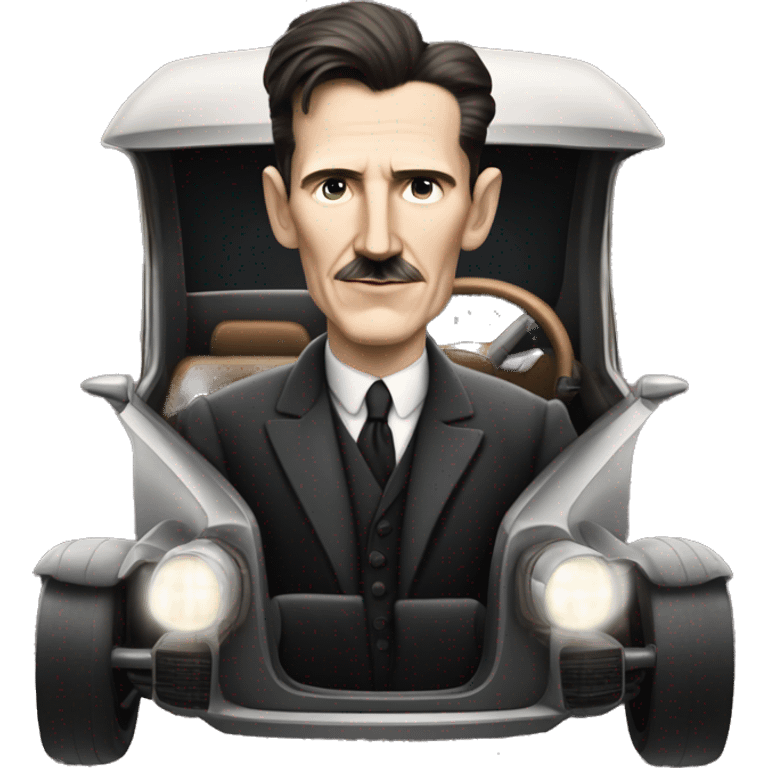 Nikola tesla in a Tesla car emoji