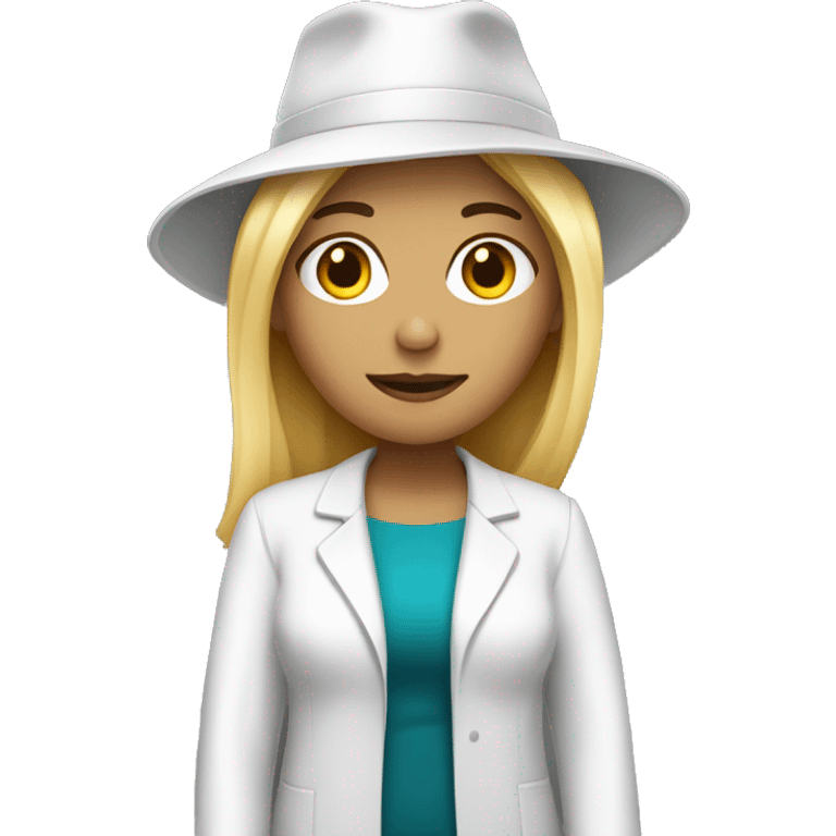 phd hat woman white skin and blond hair with PhD  emoji