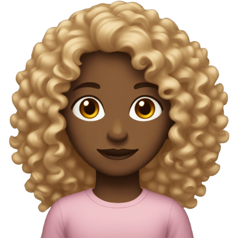 Curly hair, almond skin tone. emoji