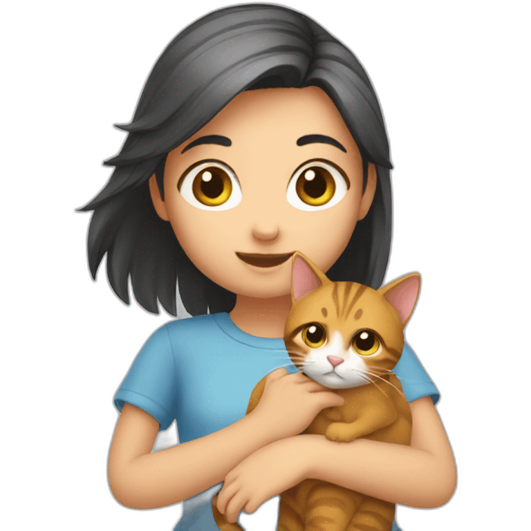 girl petting a cat emoji