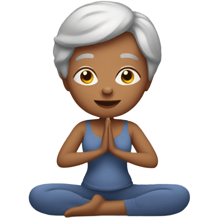 Grandma with short hair doing yoga emoji