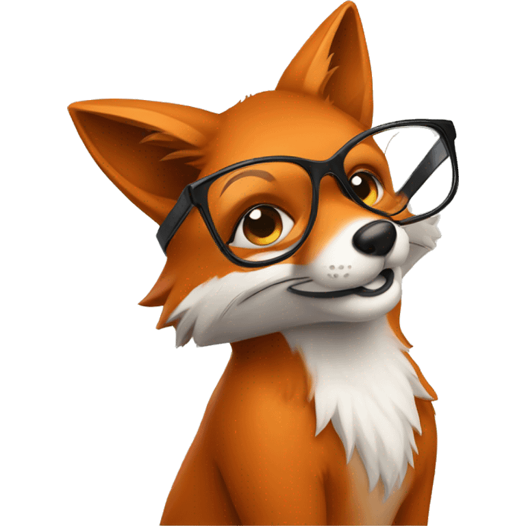 Fox with glasses studying emoji