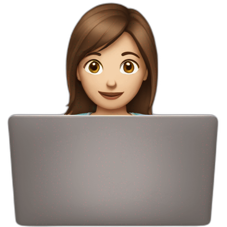 Women with brown hair in laptop emoji