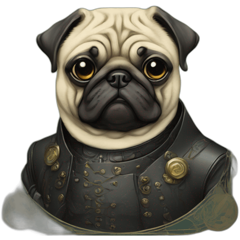 A cyberpunk pug in Art Nouveau style during 1910 emoji