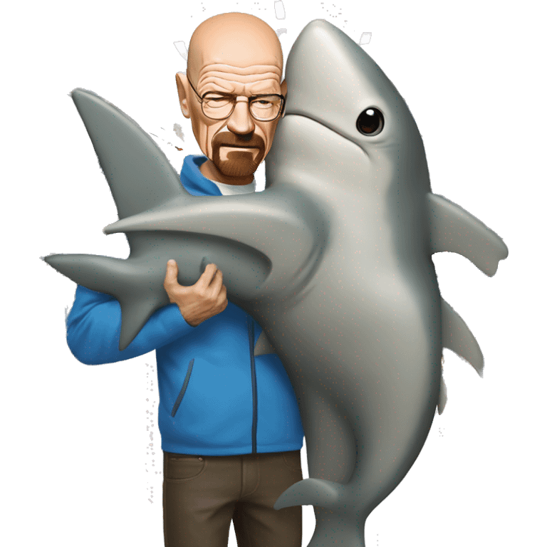 Walter white hugging blähaj shark from ikea emoji