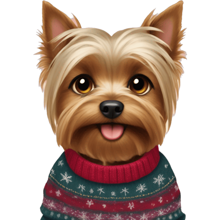 Yorkshire Terrier in a New Year's sweater emoji