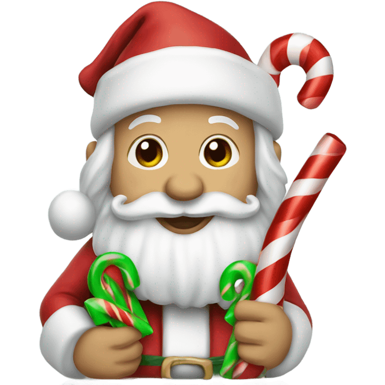 Santa eating a candy cane emoji