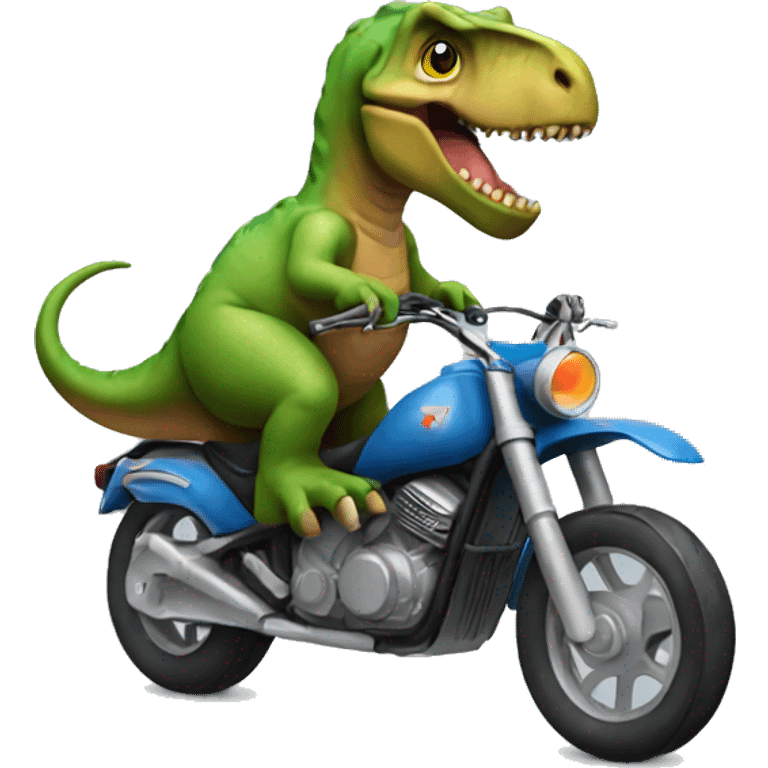 Dinosaur riding a motorbike emoji