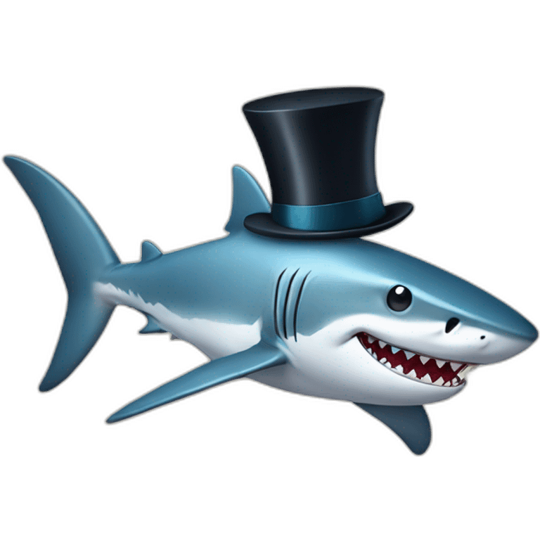 Shark with a top hat emoji