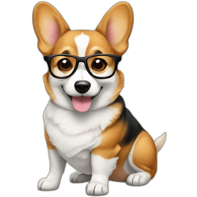 full-height sit Corgi with glasses emoji