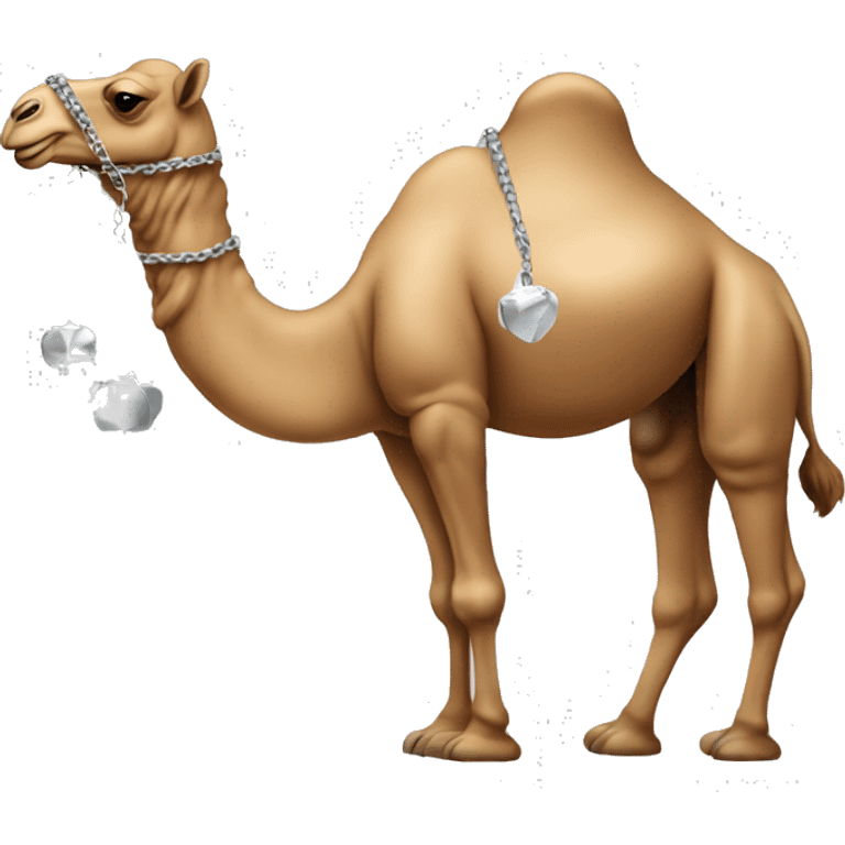 Camel make it cartoon and some silver fall from above emoji