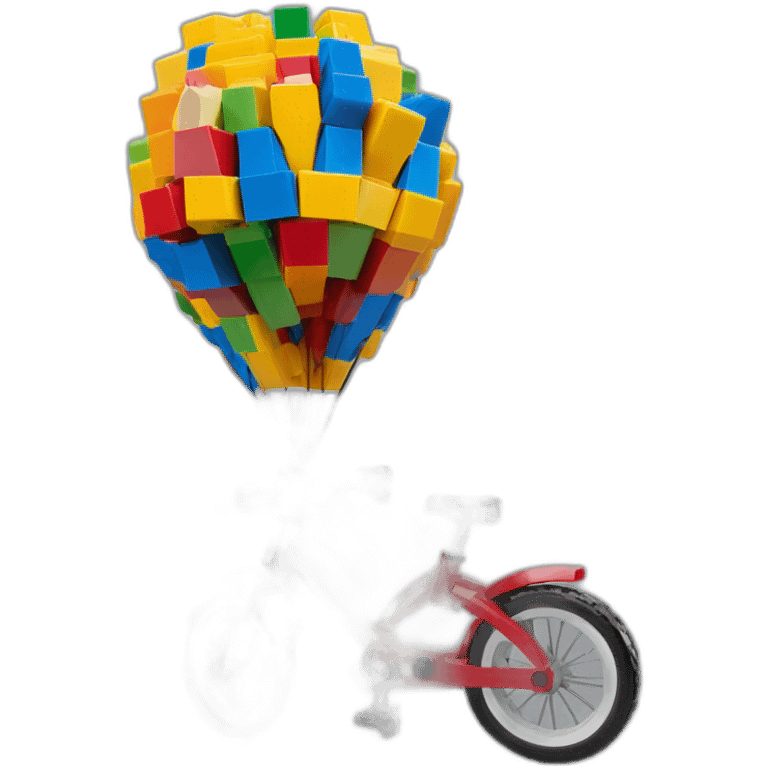 Lego qui fais du vélo sur une montgolfière emoji