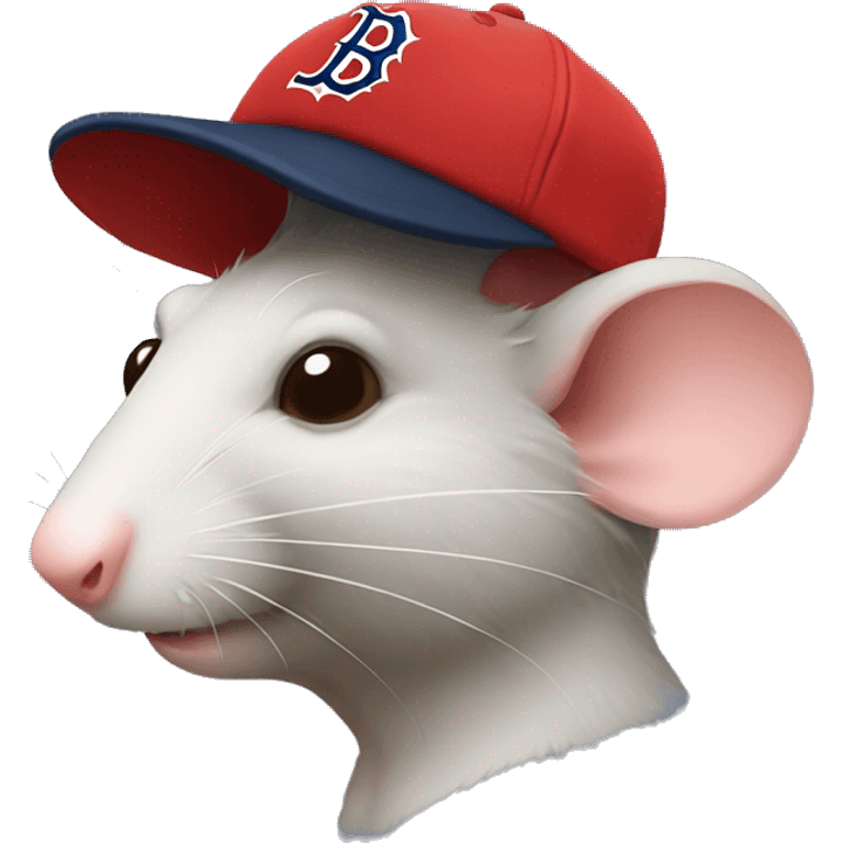 Side profile rat wearing Red Sox hat emoji