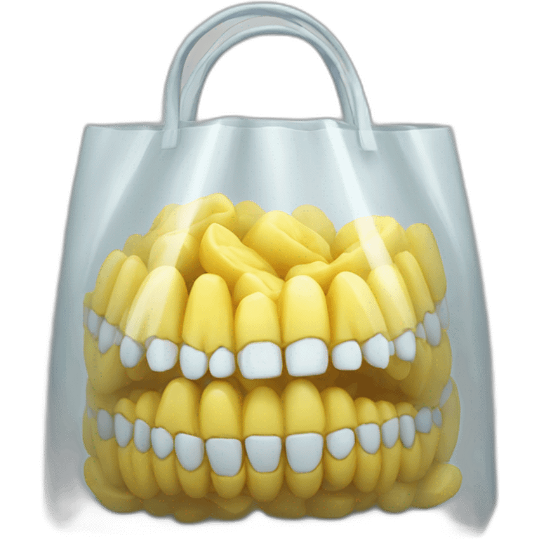 clear bag filled with teeth emoji