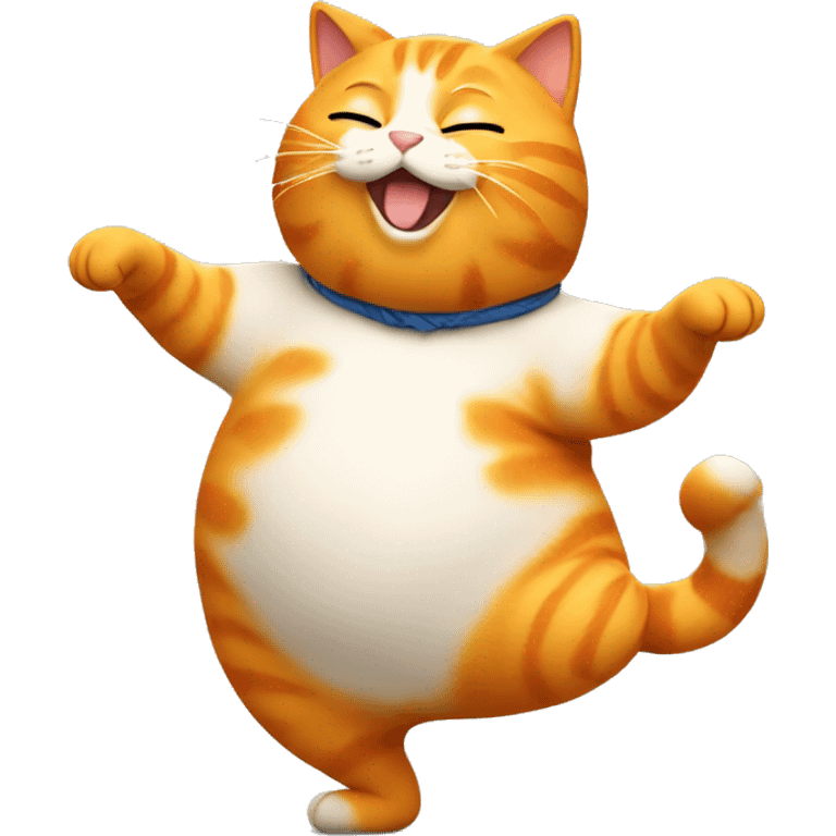 fat orange cat dancing emoji