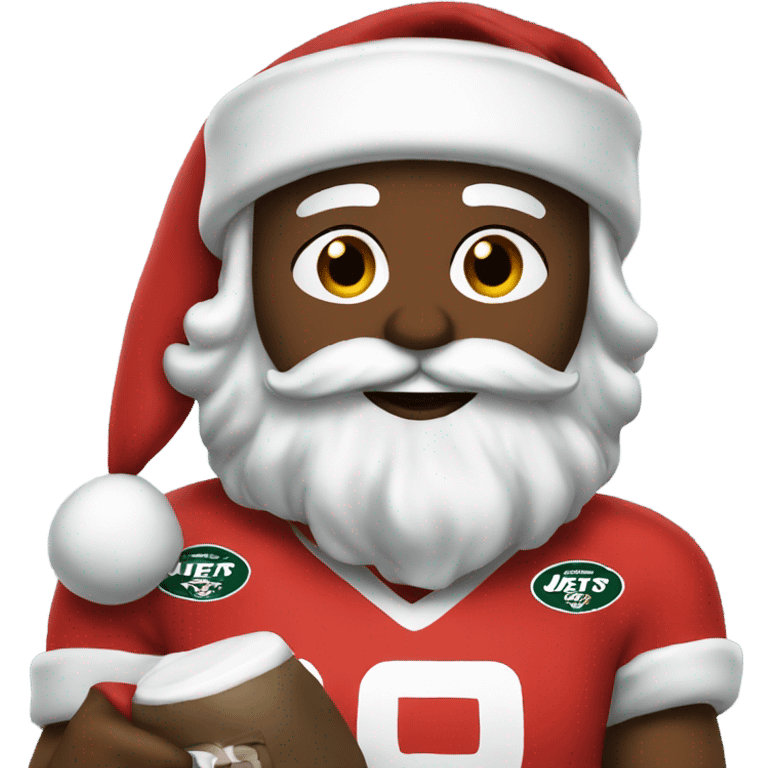 Santa wearing a jets jersey emoji