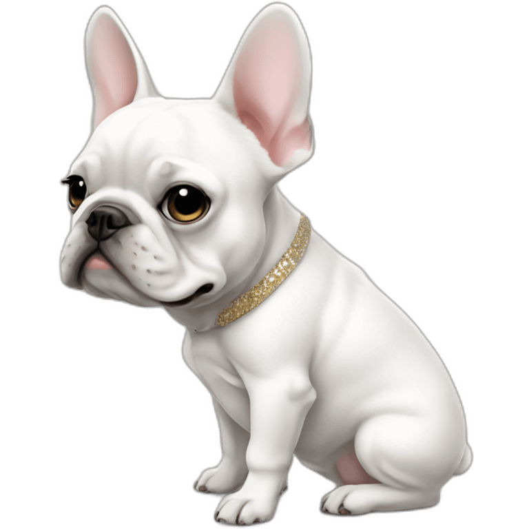 Fashion white FRENCH BULLDOg with skinny girl emoji