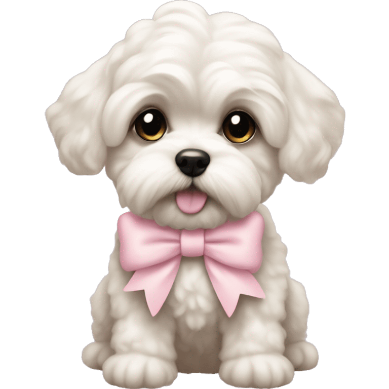 Schichon puppy pastel pink bow emoji