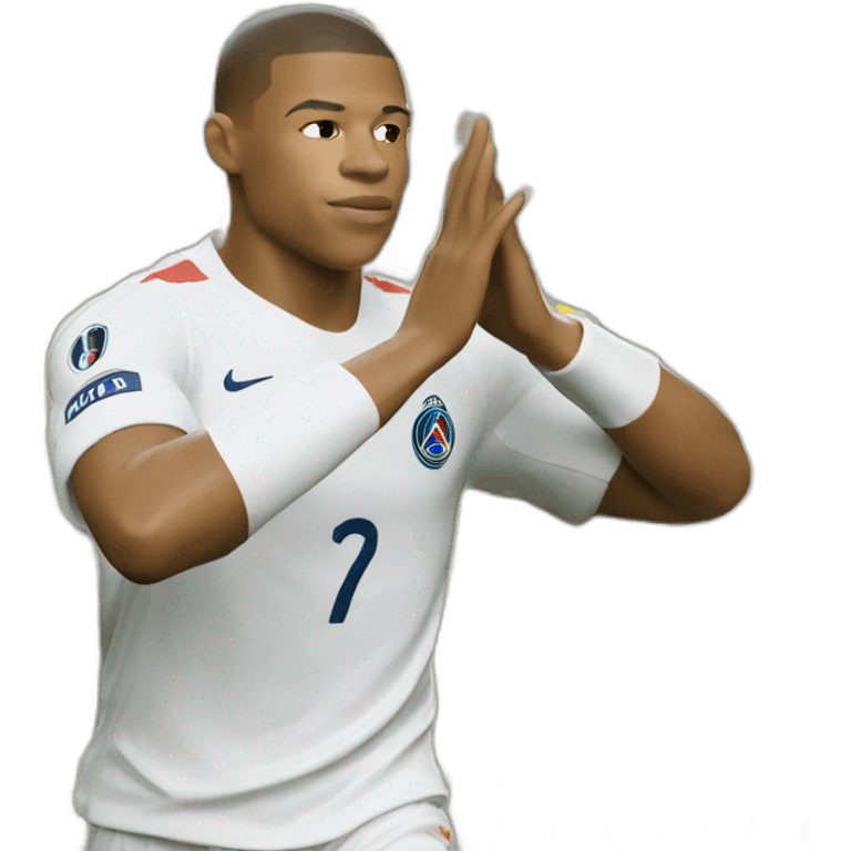 Mbappe qui fait une sculpture emoji