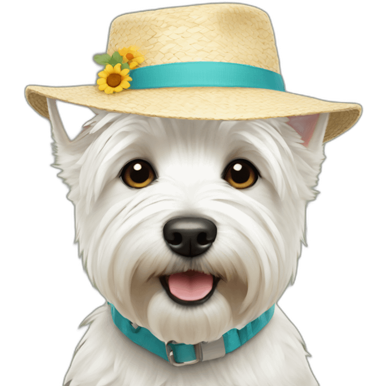 Westie with summer hat emoji