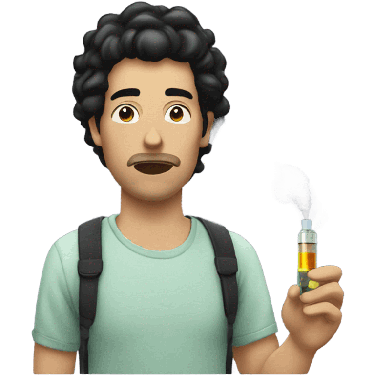 A black haired Guy smoking THC concentrate emoji