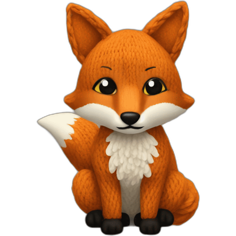 Knitted fox with small eyes and furrowed eyebrows emoji