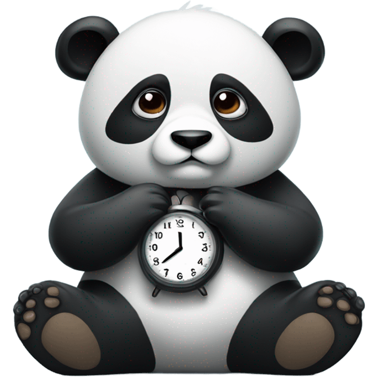 Panda sitting down sad with a clock emoji