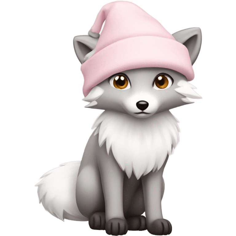 christmas arctic fox pale pink hat full body emoji