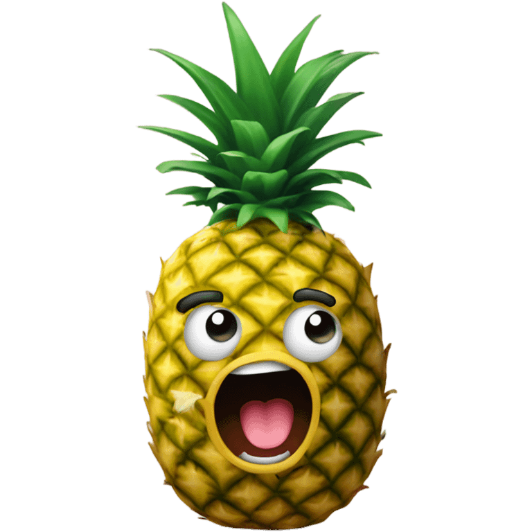 Pineapple with shocked face and arms and lega emoji