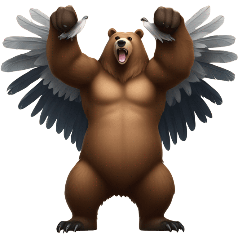 Canadian grizzly bear stepping on American eagle emoji