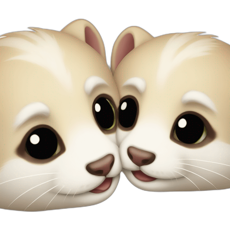 Cute ferrets hugging each others  emoji