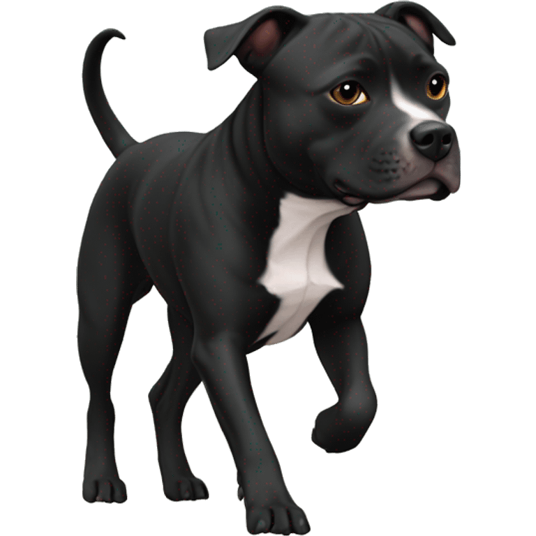 staffordshire bull terrier black walking away emoji