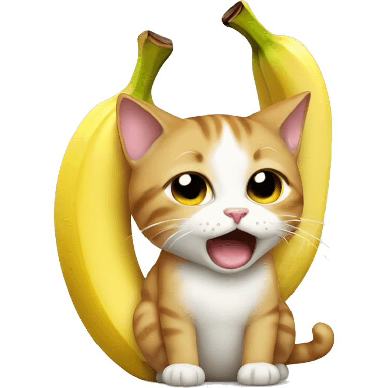 Cat cries at banana emoji