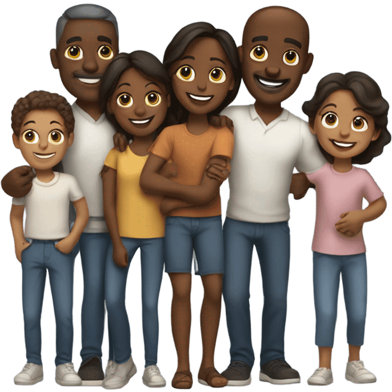 happy family gathering portrait with brown skin emoji