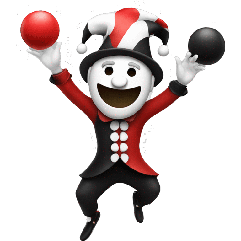 Red black and white jester juggling  emoji