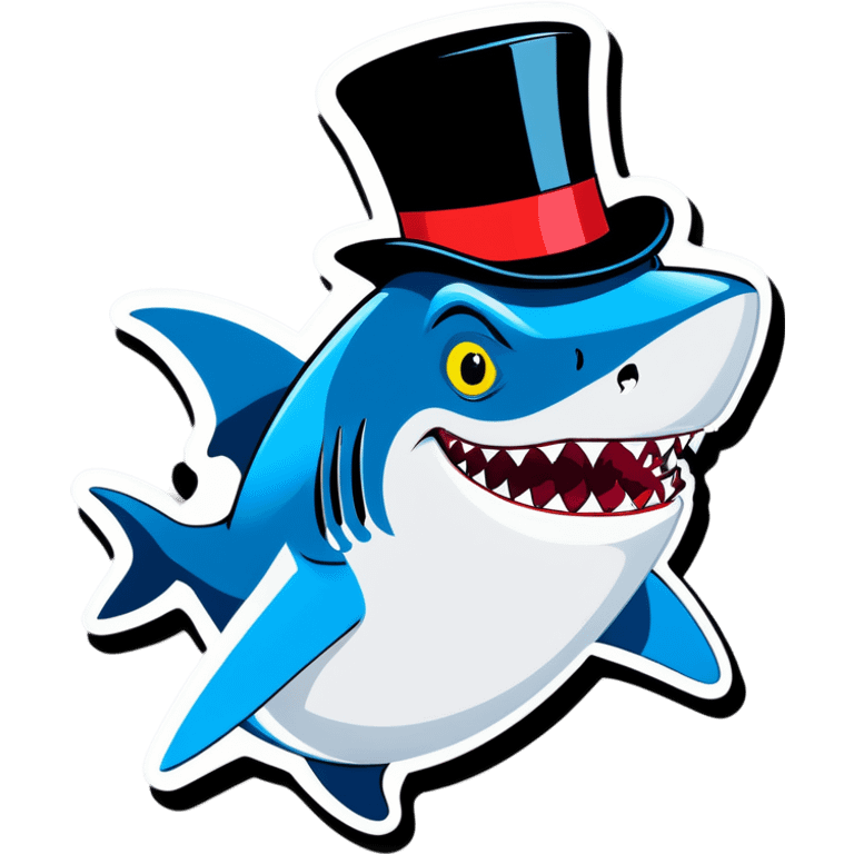 Shark with a top hat emoji