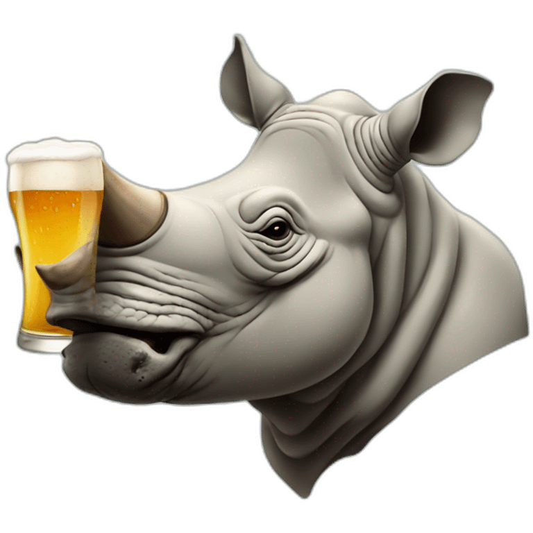 head of a rhino drinking beer emoji