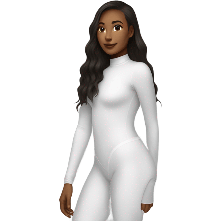 white long sleeve closed neck shapewear bodysuit emoji