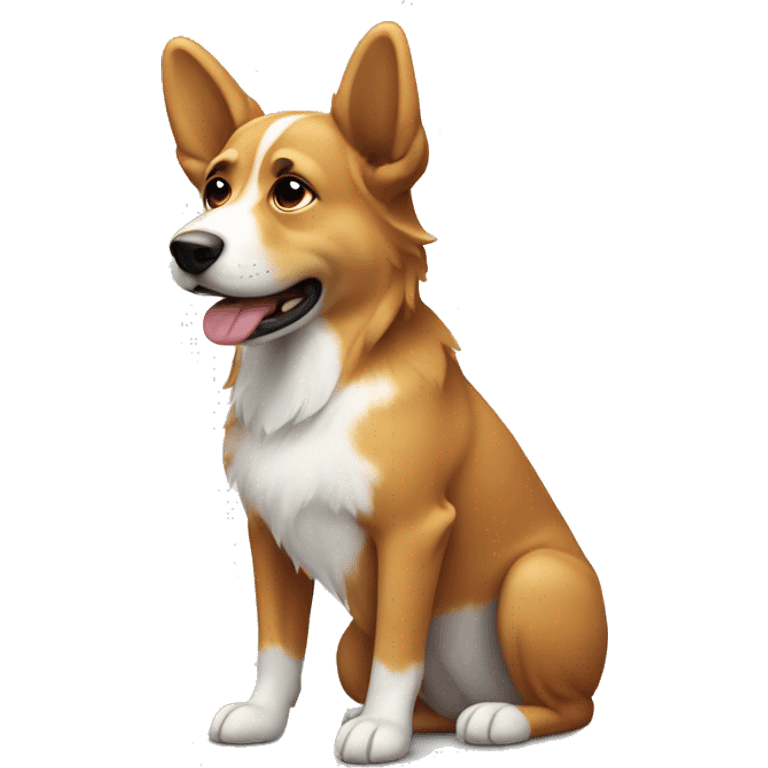 Furry caramel dog with semi lifted ears and white body emoji