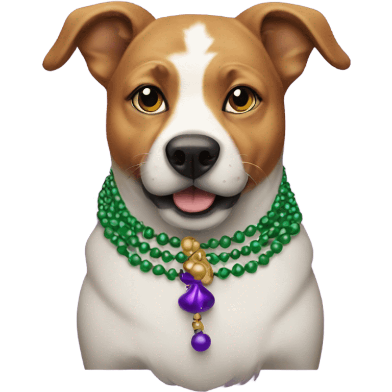 Dog with Mardi Gras beads emoji