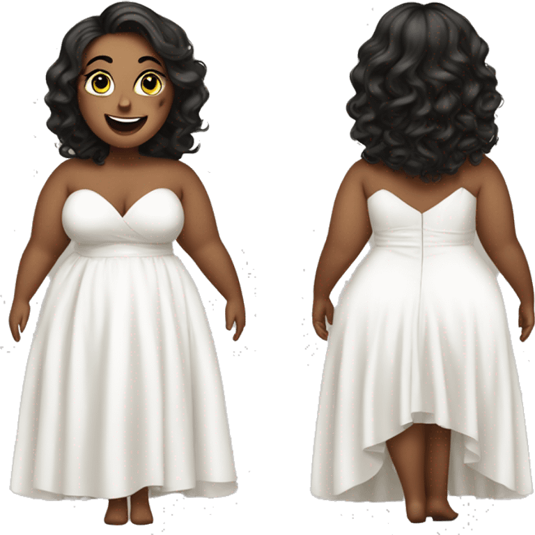 Curvy plus size white lady with prom dress emoji