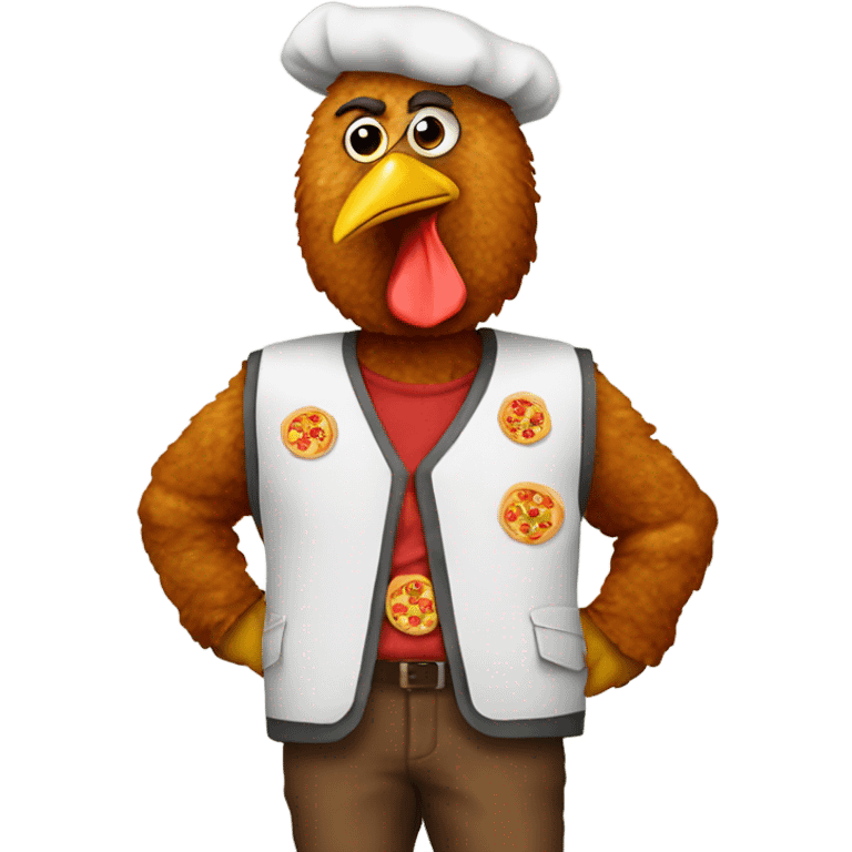 Chicken nugget wearing a pizza vest emoji